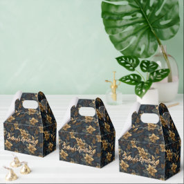 Gold-Poinsettie- und Blaukiefernmuster Geschenkschachtel