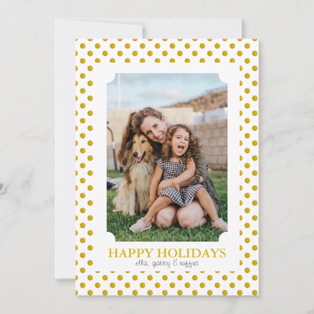 Gold Polka Dot Foto Rahmen Weihnachten (Vorderseite)