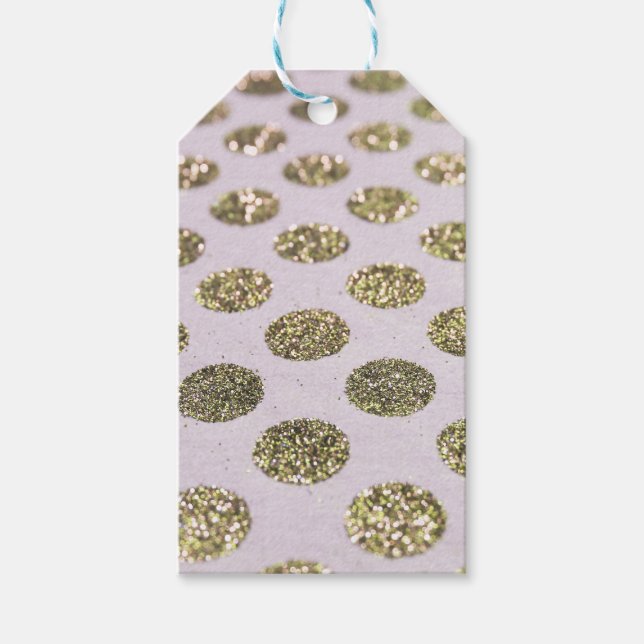 Gold Polka Dot Glitzer Look Geschenkanhänger (Vorderseite)