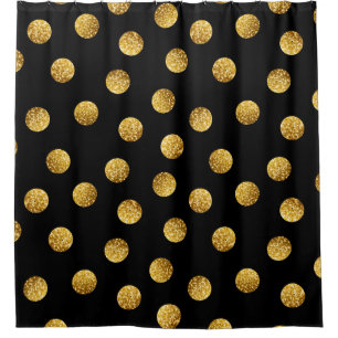 Gold Polka Dot: Nahtlos funkeln. Duschvorhang