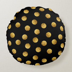 Gold Polka Dot: Nahtlos funkeln. Rundes Kissen