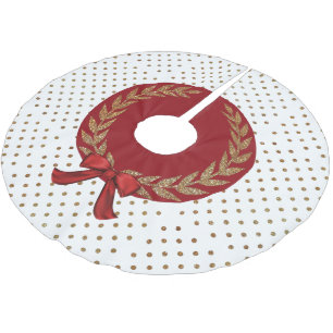 Gold Polka Dot Tree Skirt Polyester Weihnachtsbaumdecke