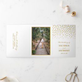 Gold Polka Dot Wedding Suite Dreifach Gefaltete Einladung
