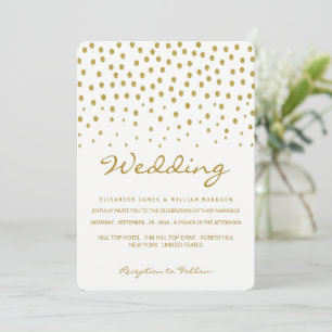Gold Polka Dot - White & Gold - Hochzeit Einladung