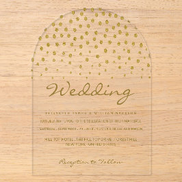 Gold Polka Dot - White & Gold - Wedding Acryleinladungen