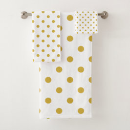 Gold Polka Dots auf Weiß Badhandtuch Set