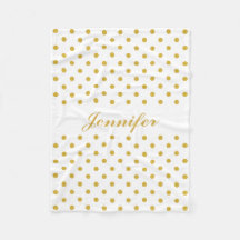Gold Polka Dots auf weißem Personalisiertem Namen