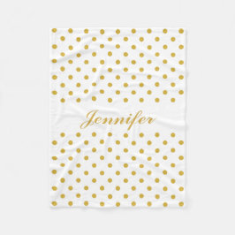 Gold Polka Dots auf weißem Personalisiertem Namen Fleecedecke