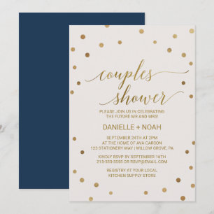 Gold Polka Dots Couples Dusche Einladung