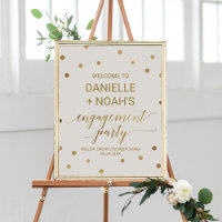 Gold Polka Dots Engagement Party Willkommen