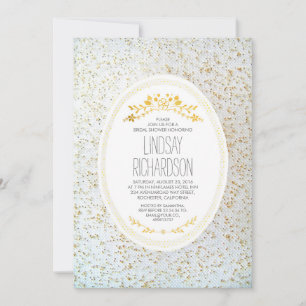 Gold Polka Dots Floral White Brautparty Einladung
