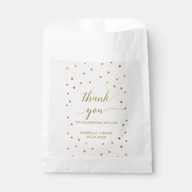 Gold Polka Dots Gastgeschenk Hochzeit Bags Geschenktütchen (Vorderseite)