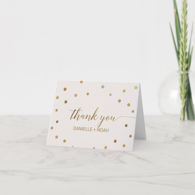 Gold Polka Dots Hochzeit Dankeschön Karte (Vorderseite)
