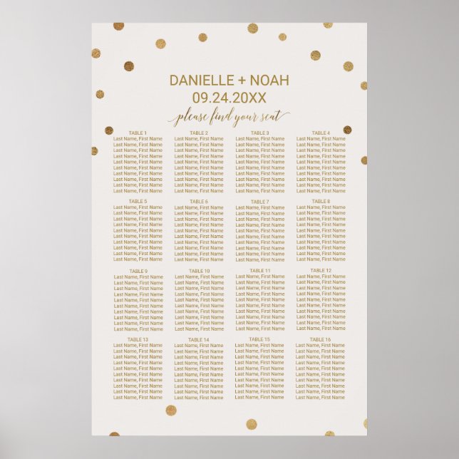 Gold Polka Dots Hochzeitskarte Poster (Vorne)