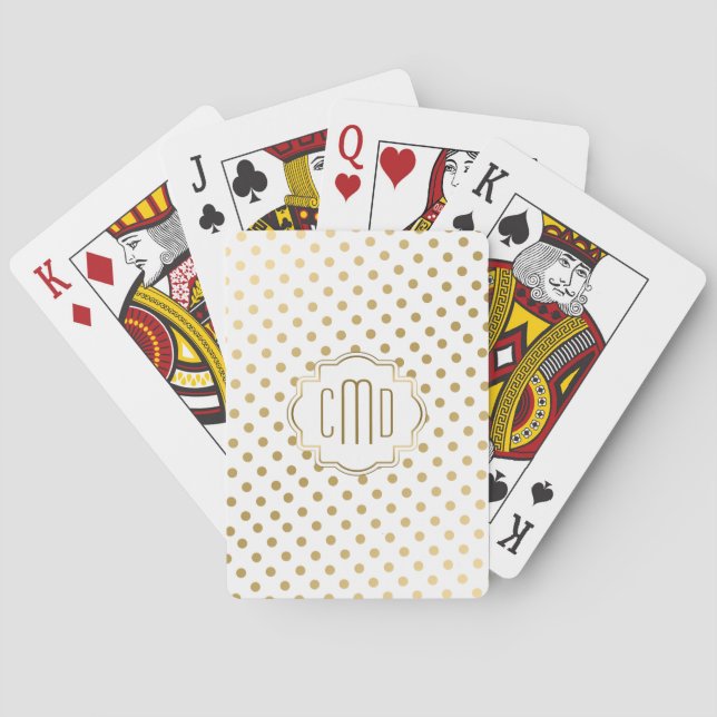 Gold Polka Dots Muster auf Weiß Spielkarten (Rückseite)