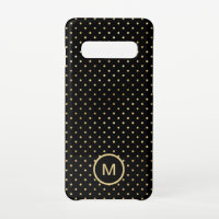 Gold Polka Dots Muster Monogram Initial Black