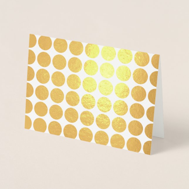Gold Polka Dots on White Happy Birthday Folienkarte (Vorderseite)