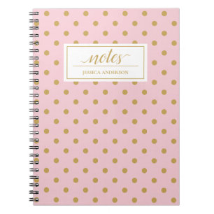 Gold Polka Dots Pink Hintergrund Personalisiert Notizblock