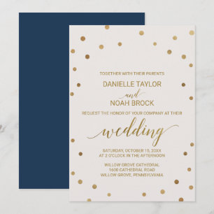 Gold Polka Dots Wedding Einladung