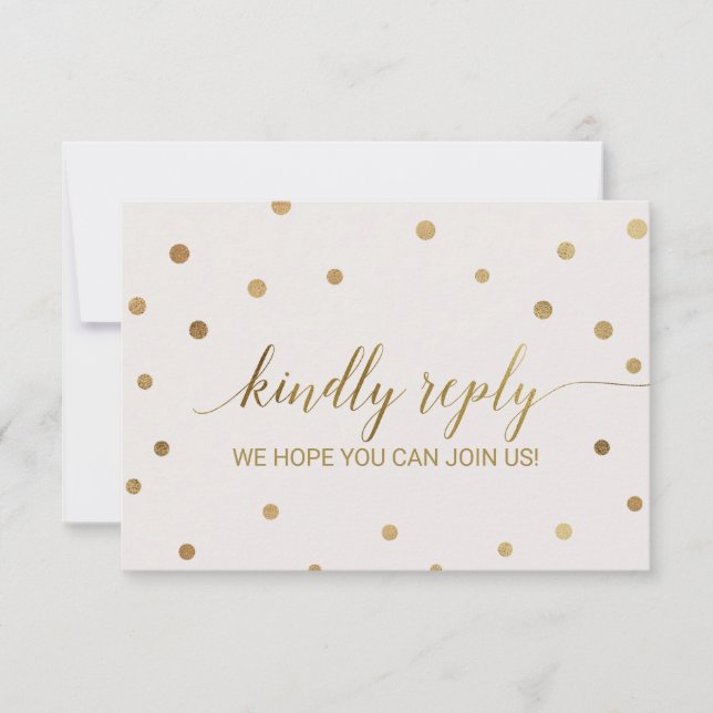 Gold Polka Dots Wedding Website UAWG Einladung (Vorderseite)