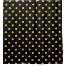 Gold Polka Punkte auf dem schwarzen Duschvorhang