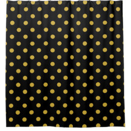 Gold Polka Punkte auf dem schwarzen Duschvorhang