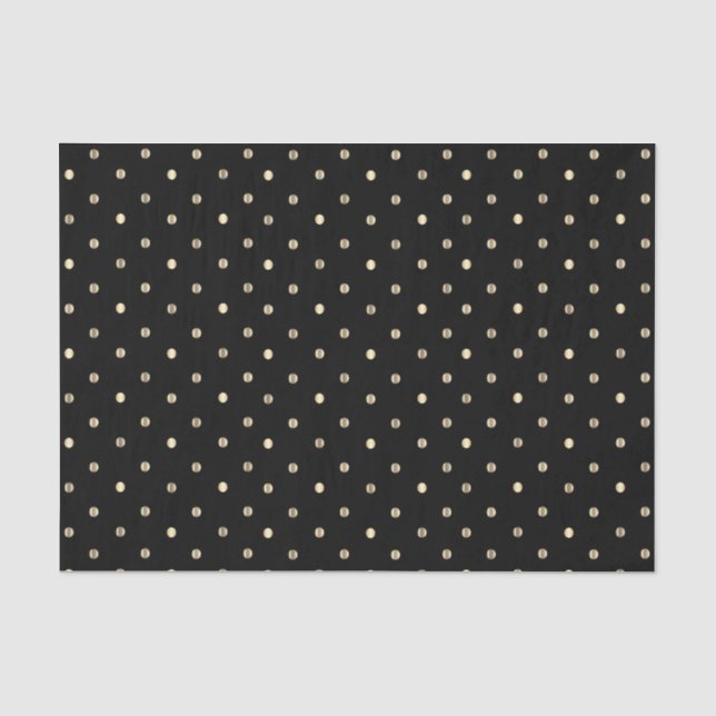 Gold Polka Punkte auf einem schwarzen Hintergrund Seidenpapier (Vorderseite)