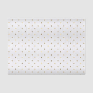 Gold Polka Punkte auf einem weißen Satin Hintergru Seidenpapier