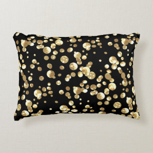 Gold Polka Punkte auf schwarzem Hintergrund . Dekokissen