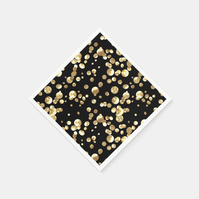 Gold Polka Punkte auf schwarzem Hintergrund . Serviette (Ecke)