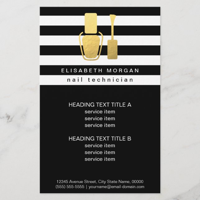 Gold polnische Flasche Nail Techniker Trendy Stric Flyer (Vorne)