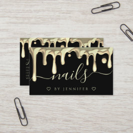 Gold Polnische Tropfen Nails Artist QR Code Black Visitenkarte