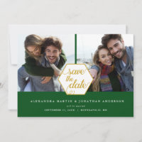 Gold Polygon 2 Fotos Emerald Save the Date