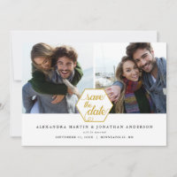 Gold Polygon Geometric | 2 FOTOS SAVE THE DATE
