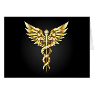 Gold Polygonal Symbol Caduceus