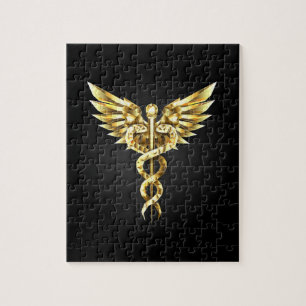 Gold Polygonal Symbol Caduceus