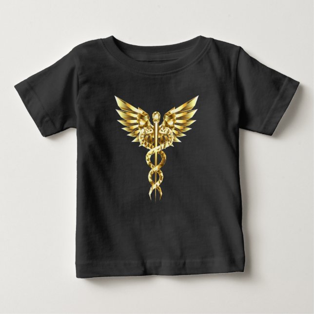 Gold Polygonal Symbol Caduceus Baby T-shirt (Vorderseite)