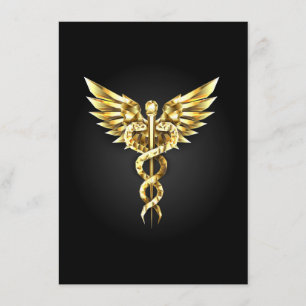 Gold Polygonal Symbol Caduceus Begleitkarte