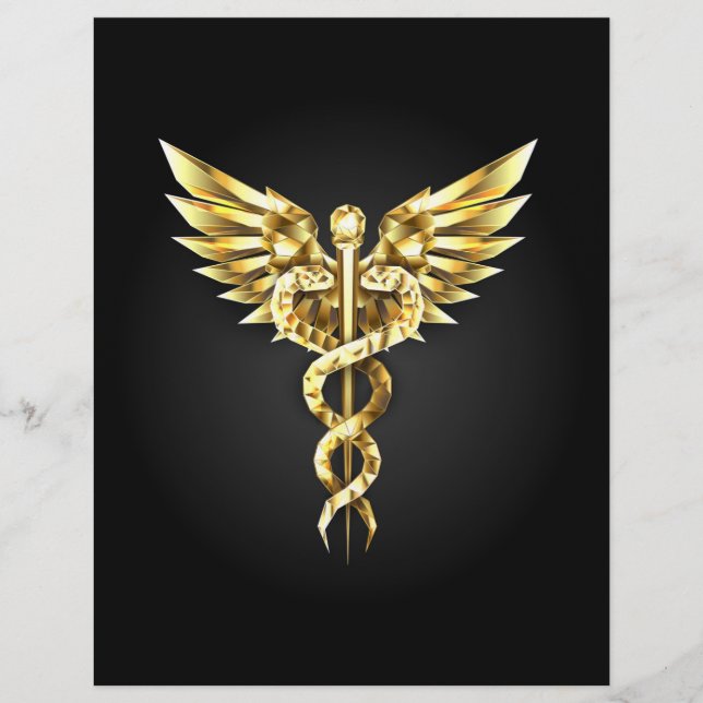Gold Polygonal Symbol Caduceus Briefbogen (Vorderseite)