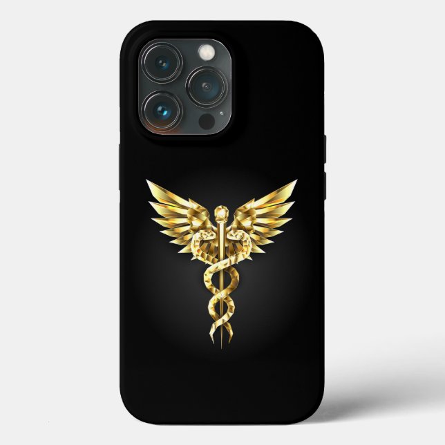 Gold Polygonal Symbol Caduceus Case-Mate iPhone Hülle (Rückseite)