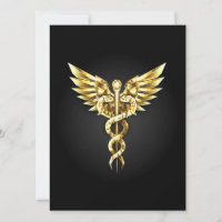 Gold Polygonal Symbol Caduceus