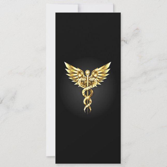 Gold Polygonal Symbol Caduceus Einladung (Vorderseite)