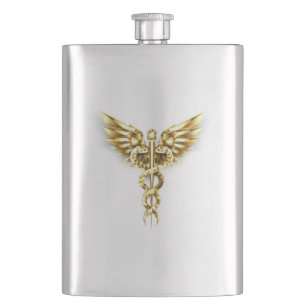 Gold Polygonal Symbol Caduceus Flachmann