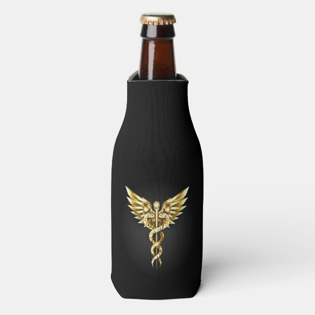 Gold Polygonal Symbol Caduceus Flaschenkühler (Flaschenvorderseite)