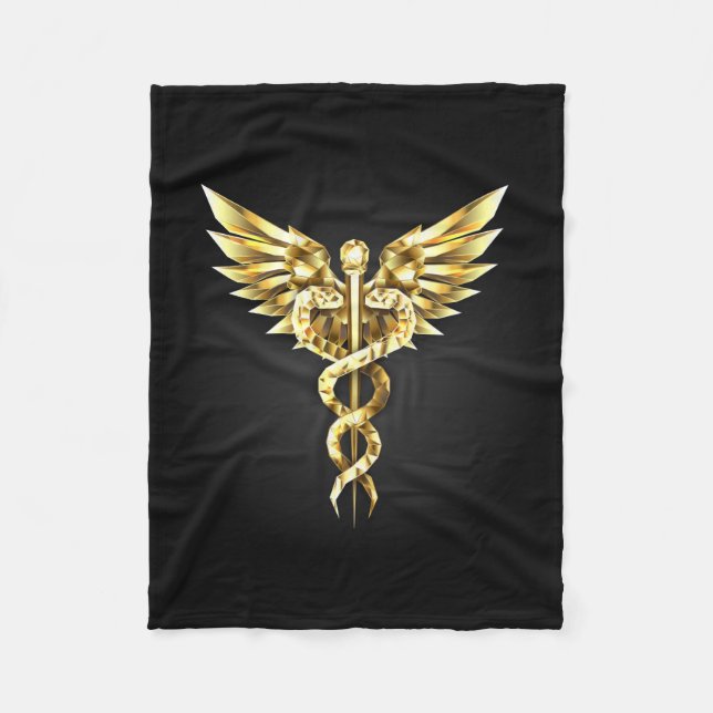 Gold Polygonal Symbol Caduceus Fleecedecke (Vorderseite)