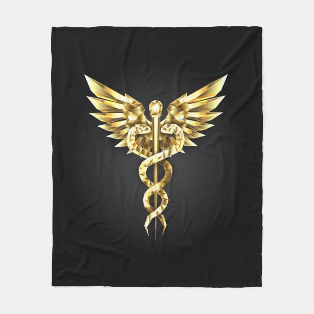 Gold Polygonal Symbol Caduceus Fleecedecke (Vorderseite)