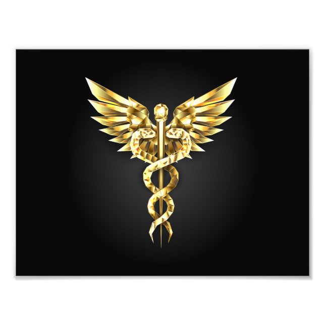 Gold Polygonal Symbol Caduceus Fotodruck (Vorne)