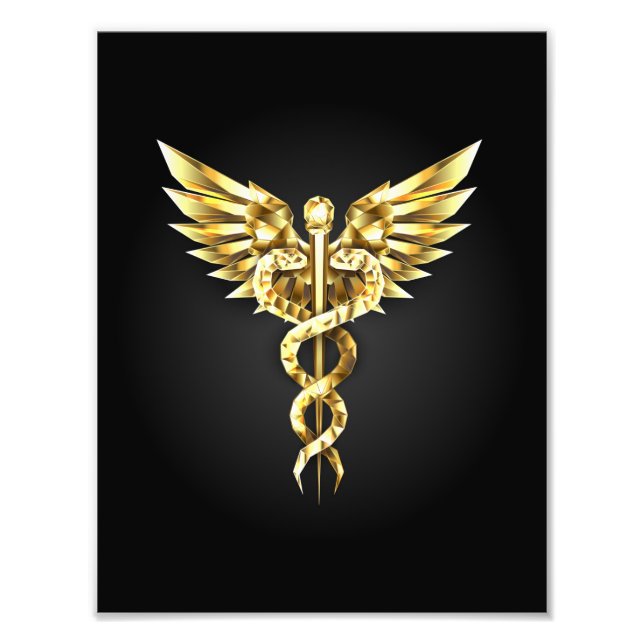 Gold Polygonal Symbol Caduceus Fotodruck (Vorne)
