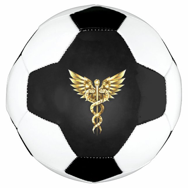 Gold Polygonal Symbol Caduceus Fußball (Vorderseite)