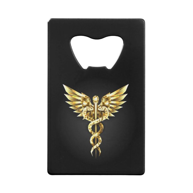 Gold Polygonal Symbol Caduceus Geldbeutel Flaschenöffner (Vorderseite)